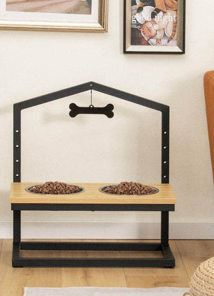 Adjustable Elevated Dog Feeder with 5 Height Settings - Premium Raised Pet Feeding Station with 2 Large Stainless Steel Bowls