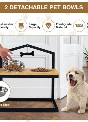 Adjustable Elevated Dog Feeder with 5 Height Settings - Premium Raised Pet Feeding Station with 2 Large Stainless Steel Bowls