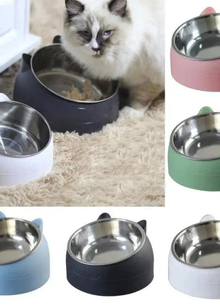 Durable Stainless Steel Cat Bowl Easy Clean Cute Feeding & Drinking Water Bowl