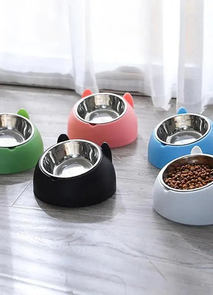 Durable Stainless Steel Cat Bowl Easy Clean Cute Feeding & Drinking Water Bowl