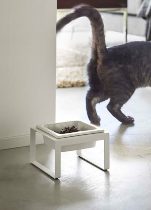 Single Pet Food Bowl - Tall - Steel + Ceramic