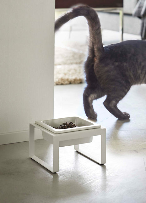Single Pet Food Bowl - Tall - Steel + Ceramic