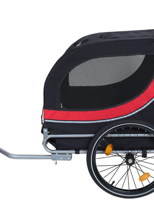 Large Folding Bike Trailer for Dogs – 66LB Capacity All-Terrain Pet Carrier, Durable Steel Frame for Cycling, Jogging, Camping & Outdoor Adventures, Black- Red