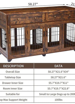 Dog Crate Furniture with Openable Partition