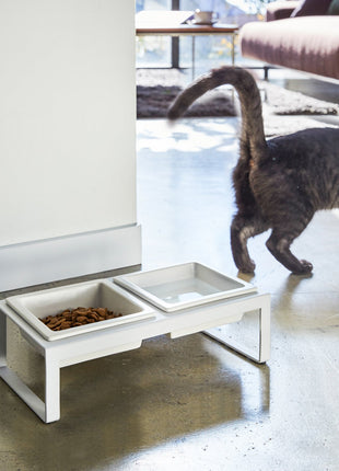 Pet Food Bowl - Tall - Steel + Ceramic