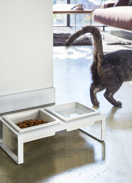 Pet Food Bowl - Tall - Steel + Ceramic