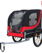 Large Folding Bike Trailer for Dogs – 66LB Capacity All-Terrain Pet Carrier, Durable Steel Frame for Cycling, Jogging, Camping & Outdoor Adventures, Black- Red