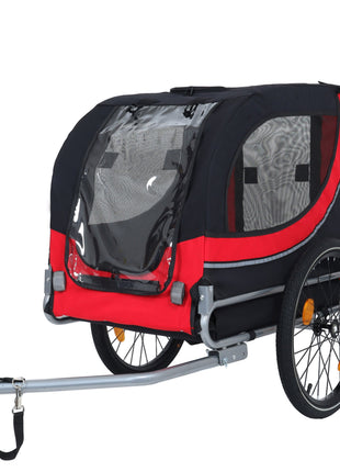 Large Folding Bike Trailer for Dogs – 66LB Capacity All-Terrain Pet Carrier, Durable Steel Frame for Cycling, Jogging, Camping & Outdoor Adventures, Black- Red