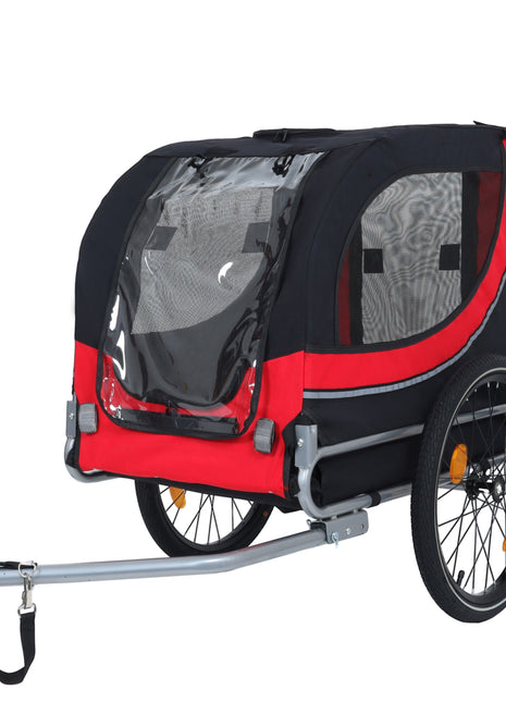Large Folding Bike Trailer for Dogs – 66LB Capacity All-Terrain Pet Carrier, Durable Steel Frame for Cycling, Jogging, Camping & Outdoor Adventures, Black- Red