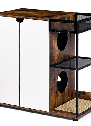 Litter Box Enclosure for 2 Cats.Cat Litter Box Furniture,Enclosed Cat Litter Boxes,Cat Furniture Cabinet,Rustic Brown