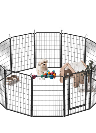 12 Panels Heavy-Duty Metal Playpen with Door, 39.37' H Dog Fence Pet Exercise Pen for Outdoor, Indoor