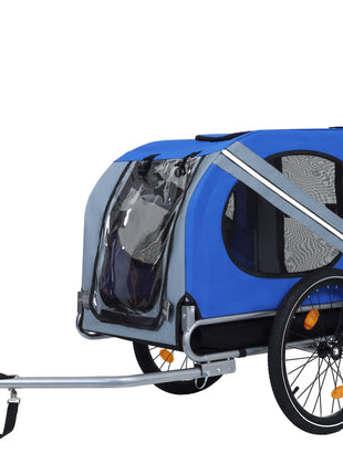 Large Folding Bike Trailer for Dogs – 66LB Capacity All-Terrain Pet Carrier, Durable Steel Frame for Cycling, Jogging, Camping & Outdoor Adventures, Blue-Gray