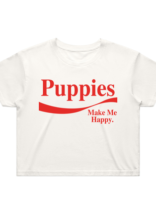 Enjoy Puppies Make Me Happy | Crop Tee | Red Font