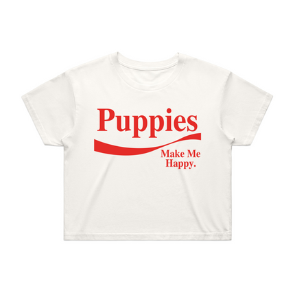 Enjoy Puppies Make Me Happy | Crop Tee | Red Font