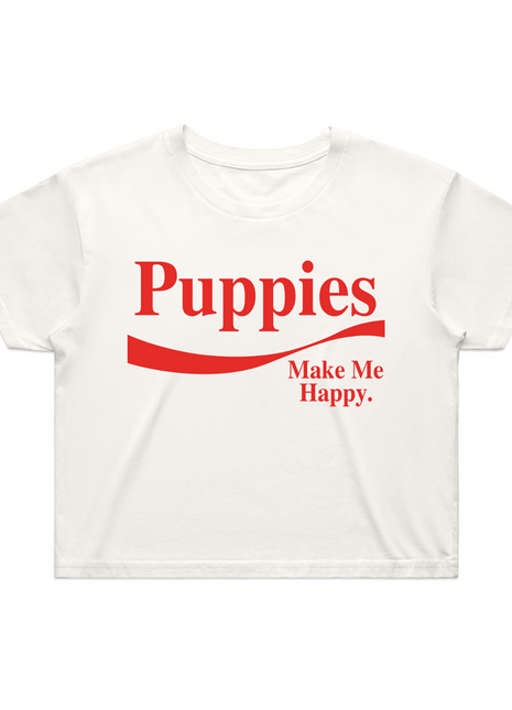 Enjoy Puppies Make Me Happy | Crop Tee | Red Font