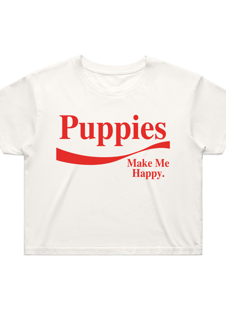 Enjoy Puppies Make Me Happy | Crop Tee | Red Font