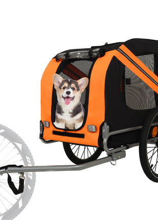 Large Folding Bike Trailer for Dogs – 66LB Capacity All-Terrain Pet Carrier, Durable Steel Frame for Cycling, Jogging, Camping & Outdoor Adventures, Black-Orange