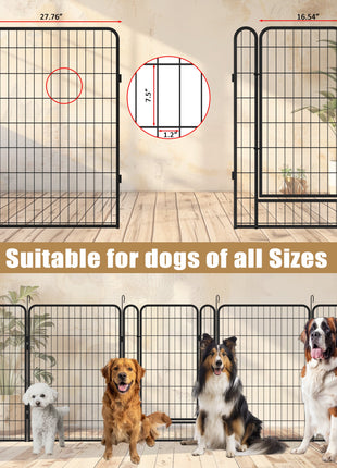 16 Panels Heavy-Duty Metal Playpen with Door, 39.37' H Dog Fence Pet Exercise Pen for Outdoor, Indoor