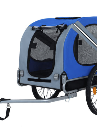 Large Folding Bike Trailer for Dogs – 66LB Capacity All-Terrain Pet Carrier, Durable Steel Frame for Cycling, Jogging, Camping & Outdoor Adventures, Blue-Gray
