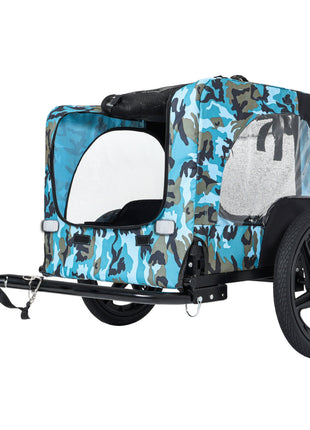 Outdoor Heavy Duty Collapsible Pet Bike Trailer with 16-Inch All-Terrain Wheels & Universal Hitch – Foldable Dog/Cargo Carrier Cart for Bicycles, blue+black - Pup List