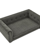 Modern Style Elegant Rectangle Pet Bed for Small and Medium Dogs, Durable Elevated Dog Sofa, Dark Grey Foam