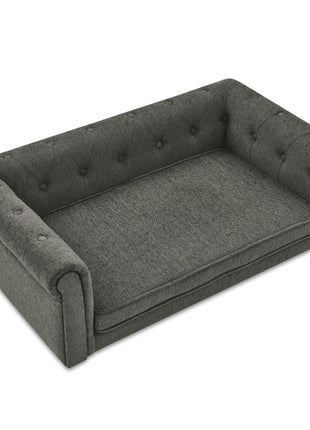 Modern Style Elegant Rectangle Pet Bed for Small and Medium Dogs, Durable Elevated Dog Sofa, Dark Grey Foam