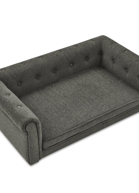 Modern Style Elegant Rectangle Pet Bed for Small and Medium Dogs, Durable Elevated Dog Sofa, Dark Grey Foam