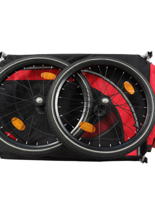Large Folding Bike Trailer for Dogs – 66LB Capacity All-Terrain Pet Carrier, Durable Steel Frame for Cycling, Jogging, Camping & Outdoor Adventures, Black- Red