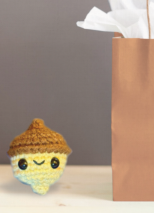 Handmade Catnip Toy | Augie the Acorn Chunkle Puff Infused with Miracle Nip Botanicals