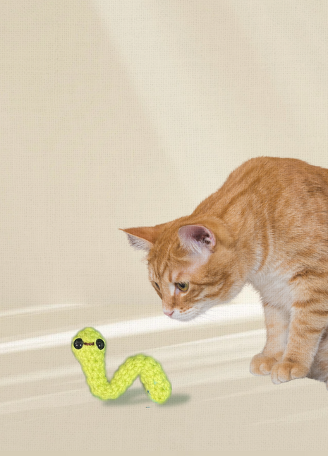 Handmade Catnip Toy | Noodle the Inchworm Chunkle Puff Infused with Miracle Nip Botanicals