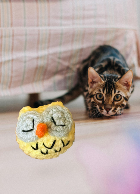 Handmade Catnip Toy | Yolk the Owl Chunkle Puff Infused with Miracle Nip Botanicals