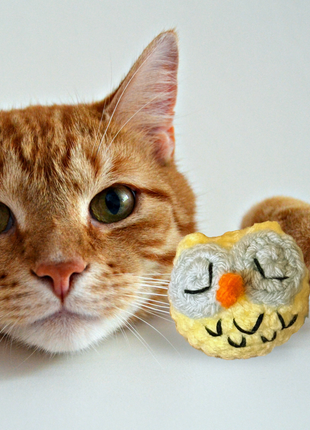 Handmade Catnip Toy | Yolk the Owl Chunkle Puff Infused with Miracle Nip Botanicals