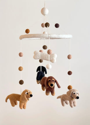 Felt Dachshund Dog Baby Mobile - Pup List