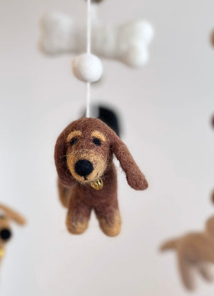 Felt Dachshund Dog Baby Mobile - Pup List