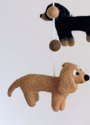 Felt Dachshund Dog Baby Mobile - Pup List