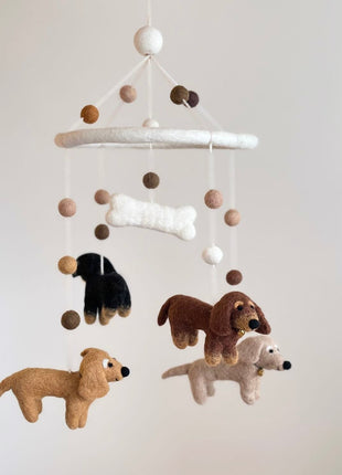 Felt Dachshund Dog Baby Mobile - Pup List