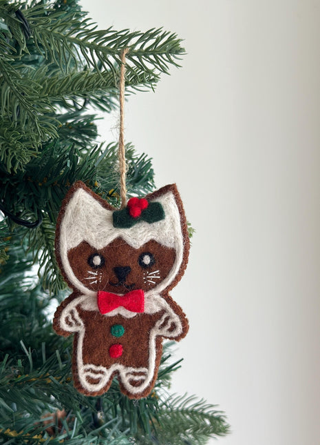 Felt Gingerbread Cat Ornament