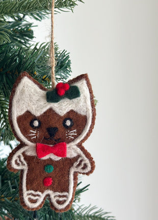 Felt Gingerbread Cat Ornament - Pup List