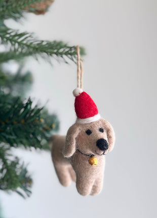 Felt Ornament - Dachshund Dog with Christmas Hat