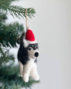 Felt Ornament - Husky with Christmas Hat
