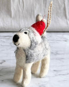 Felt Ornament - Husky with Christmas Hat