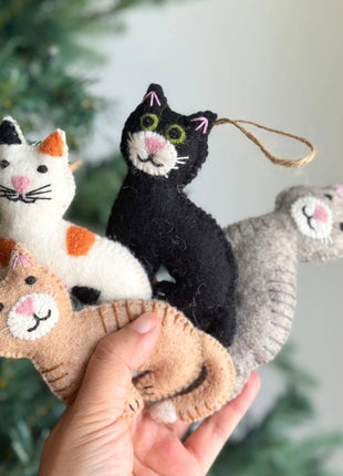 Felt Ornament - Stitched Cat