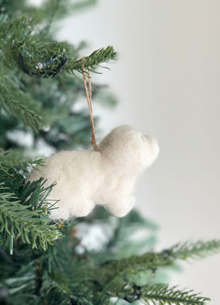 Felt Ornament - White Maltese Dog