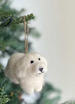 Felt Ornament - White Maltese Dog