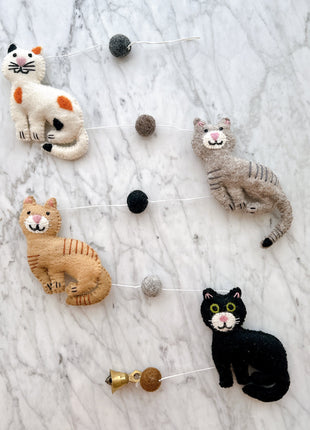 Felt Stitched Cat Garland