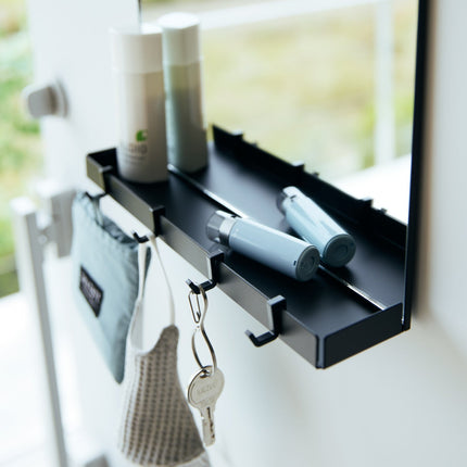 Magnetic Mirror with Storage Rack - Glass
