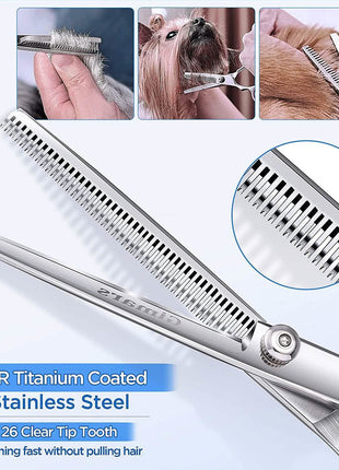 Gimars 6-in-1 Professional Stainless Steel Safety Pet Grooming Scissors