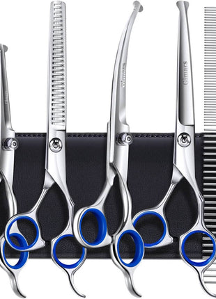 Gimars 6-in-1 Professional Stainless Steel Safety Pet Grooming Scissors
