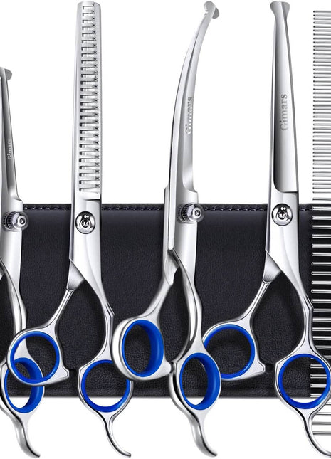 Gimars 6-in-1 Professional Stainless Steel Safety Pet Grooming Scissors
