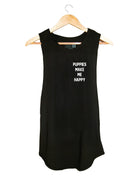 Puppies Make Me Happy Motto Sleeveless Top | Classic Gift for Dog Moms | Made in USA